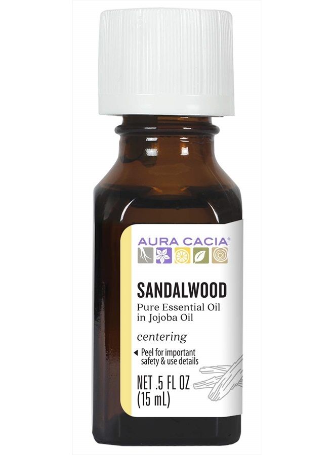 Sandalwood Essential Oil in Jojoba Oil, 0.5 fl. oz., Woodsy, Balsamic-like Aroma For Skin Care & Centering