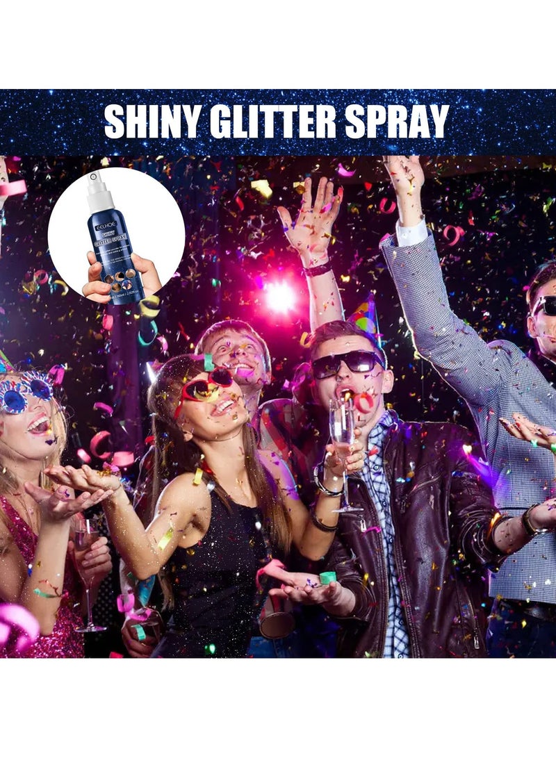 Glitter Body Spray, Makeup Glitter Powder, Highlight Glitter Powder, Suitable for Body, Face, Hair, Nails, Clothing