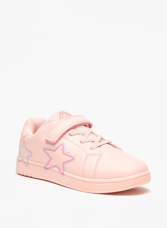 Girls' Star Print Sneakers with Hook and Loop Closure