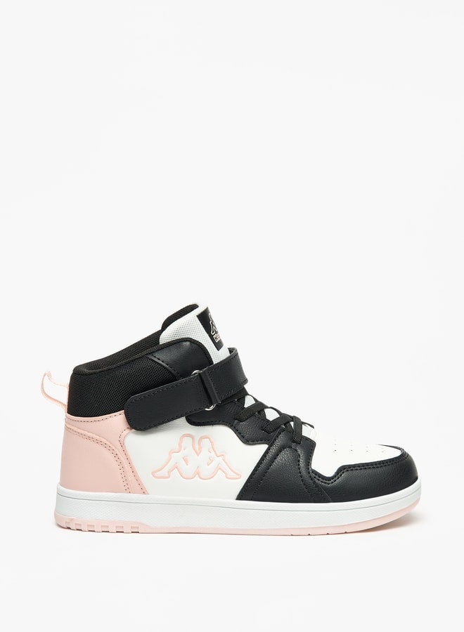 Girls' Colourblock High Top Sneakers with Hook and Loop Closure