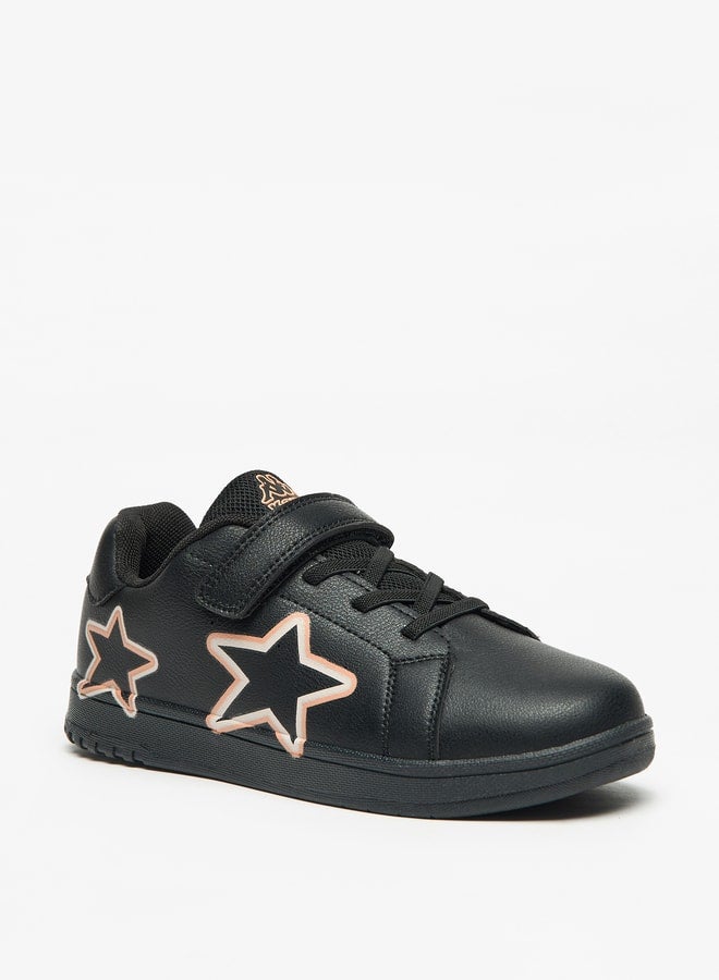 Girls' Star Print Sneakers with Hook and Loop Closure