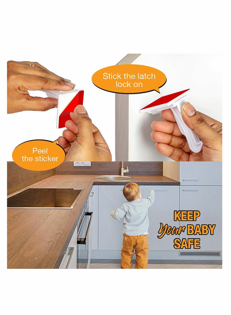 Upgraded Invisible Baby Proofing Cabinet Latch Locks 10 Pack