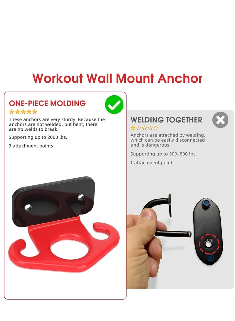 3 Pcs Durable Resistance Band Wall Anchors - Space-Saving Workout Wall Mount Anchor for Home Gym Workouts, Physical Therapy, and Strength Training
