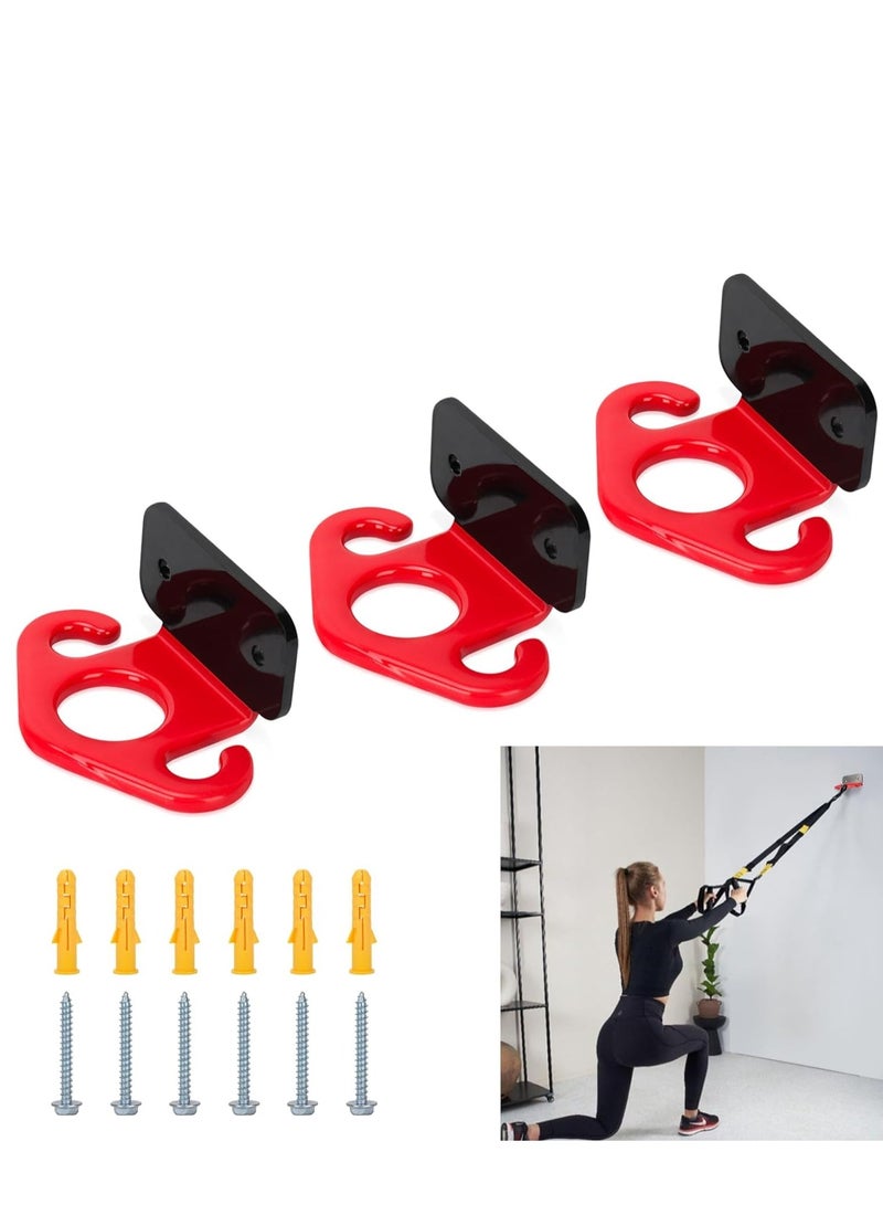3 Pcs Durable Resistance Band Wall Anchors - Space-Saving Workout Wall Mount Anchor for Home Gym Workouts, Physical Therapy, and Strength Training