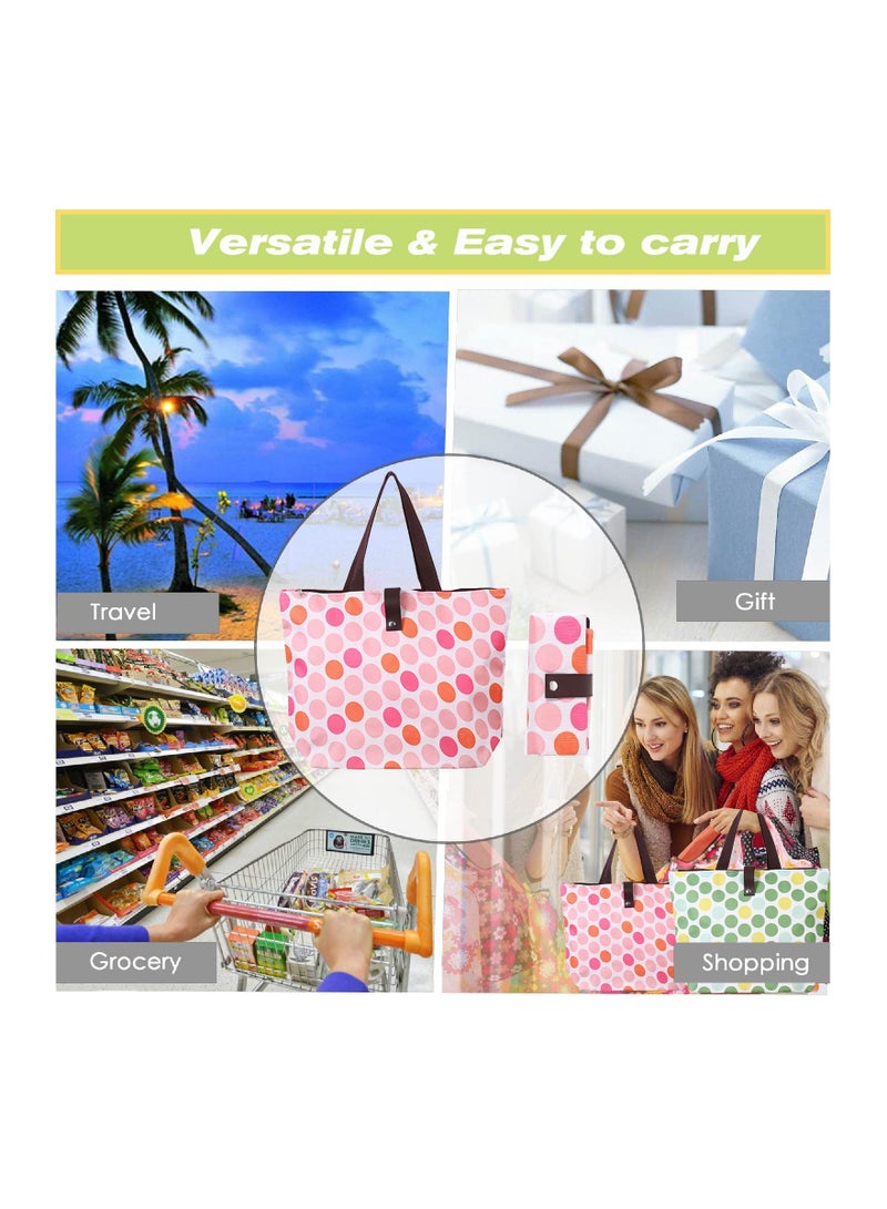 2 Pack Portable Reusable Grocery Bags, Folding Tote Shopping Bag fits in Pocket, Washable Waterproof Tote Bags Shoulder Bags