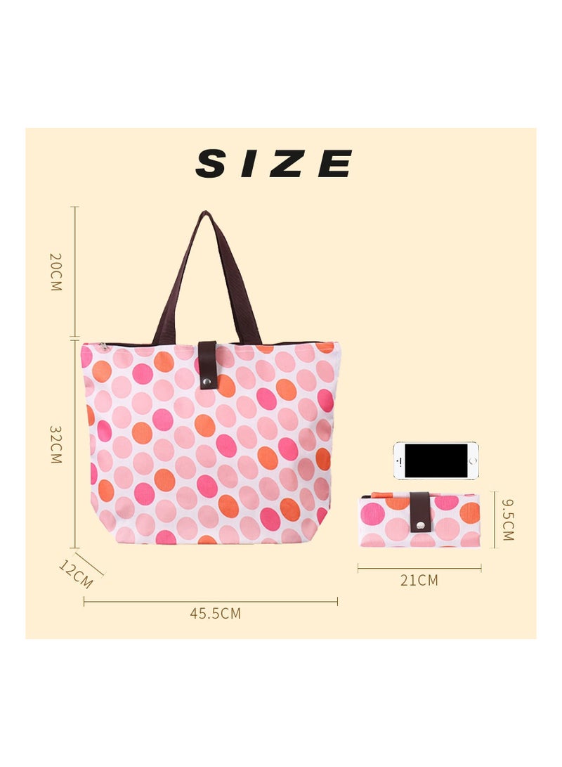 2 Pack Portable Reusable Grocery Bags, Folding Tote Shopping Bag fits in Pocket, Washable Waterproof Tote Bags Shoulder Bags