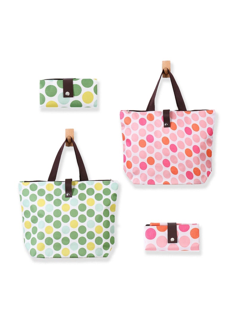 2 Pack Portable Reusable Grocery Bags, Folding Tote Shopping Bag fits in Pocket, Washable Waterproof Tote Bags Shoulder Bags