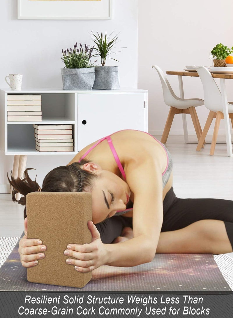 Set of 2 Cork Yoga Blocks for Enhanced Strength, Balance & Flexibility - 9 x 5.9 x 3 inches