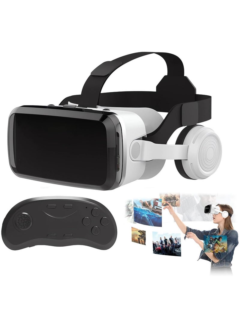 Virtual Reality Game System, Azonee VR Headsets Suitable for iPhone & Android Phones(5”-7”), Wireless Headphones, Virtual Reality Headset for Kids and Adults, 3D VR Glasses for Movies and Games