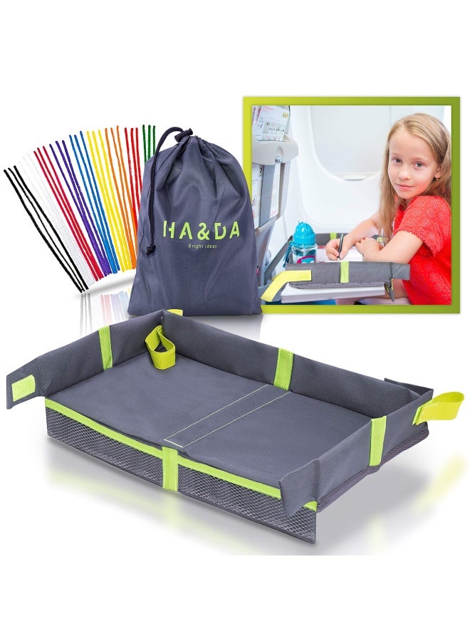 Ha&Da Foldable Kids Travel Tray For Plane Travel Activities And Games V2 Use On Airplane Train Tray Table.