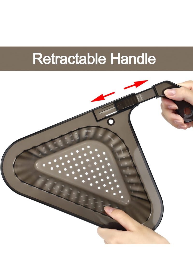 2PCS Sink Colander Strainer Basket, Detachable Handle Kitchen Sink Punch-Free Triangle Corner Strainer Basket ,Hanging Filter Draining Rack ,for Vegetable Fruit Clean (Black+Green)
