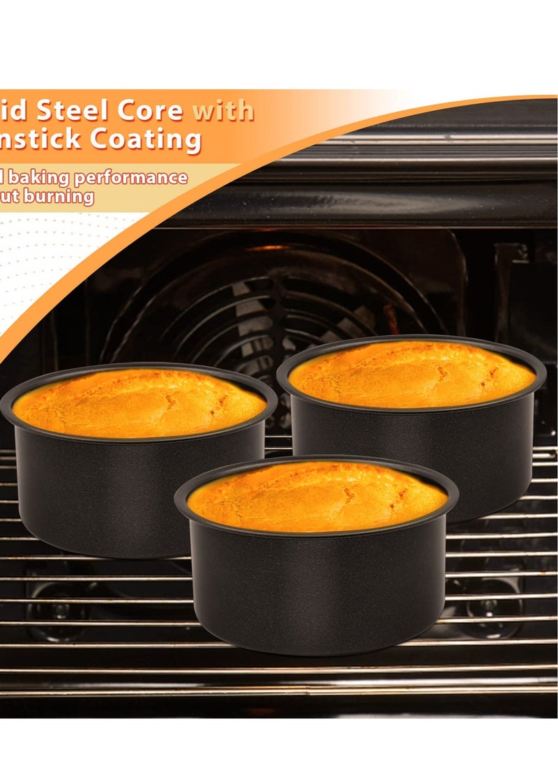 4 Inch Cake Pan Set of 3 Nonstick Stainless Steel Small Round Cake Pans Tin for Baking Birthday Wedding Layer Cakes Straight Sides and 2 Inch Depth
