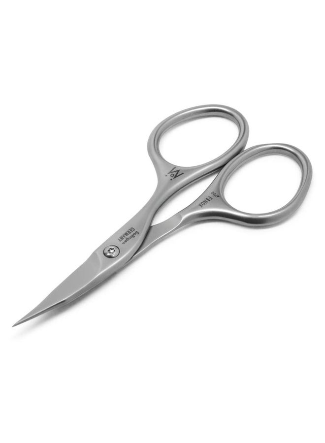 GERMANIKURE Nail and Cuticle Scissors - FINOX Stainless Steel Professional nail scissors for nail tips - nail scissors curved Manicure Tools in Leather Case - Ethically Made in Solingen Germany - 4702