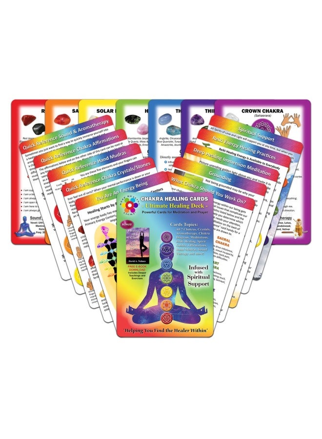 Deck Of 14 Chakra Healing Cards Includes Affirmations Guided Meditation Stones And Crystals Info Spirit Guides Symbols Aromatherapy Quick Reference Cards Reiki Energy Seven Chakras