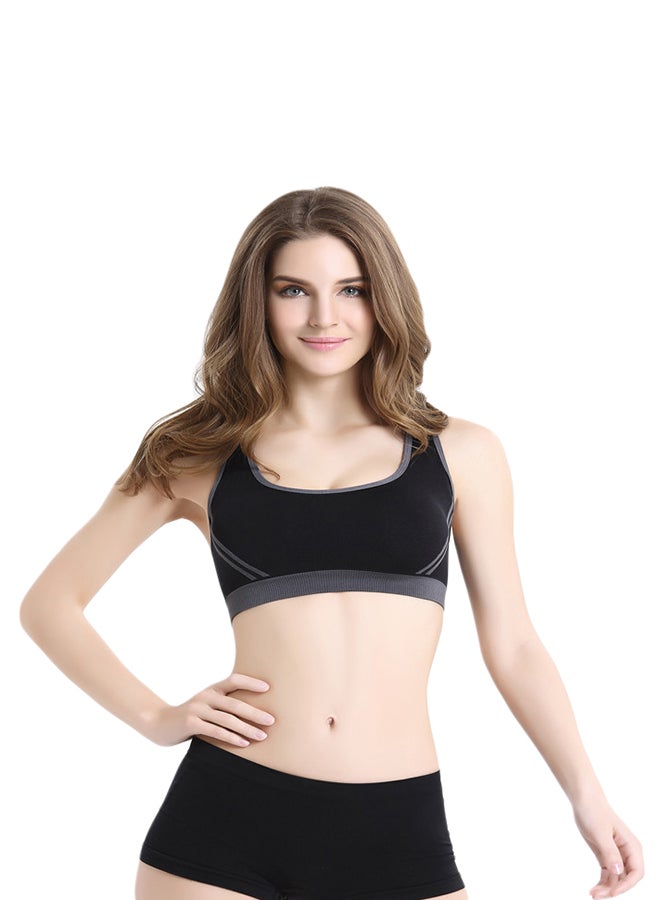 Round Neck Sleeveless Sports Bra Black