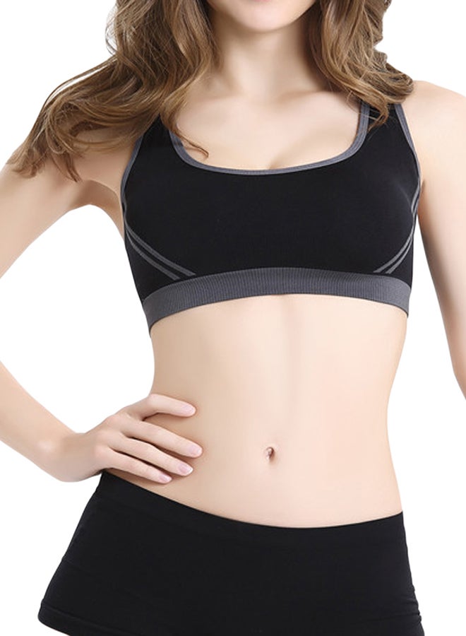 Round Neck Sleeveless Sports Bra Black