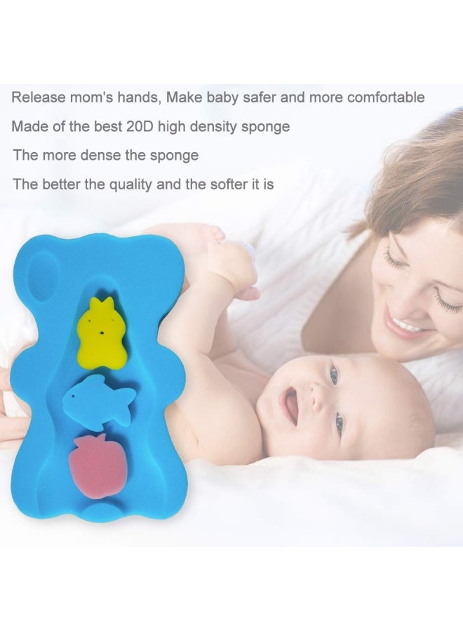 Soft Infant Bath Sponge Anti Bacterial And Skid Proof Baby Bath Mat Newborn Odor Free Blue