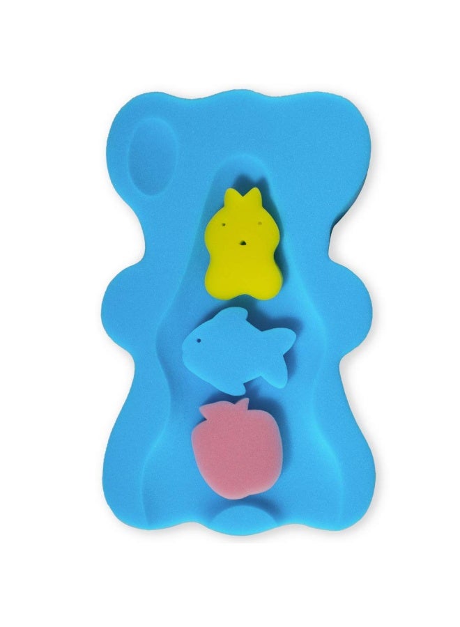 Soft Infant Bath Sponge Anti Bacterial And Skid Proof Baby Bath Mat Newborn Odor Free Blue