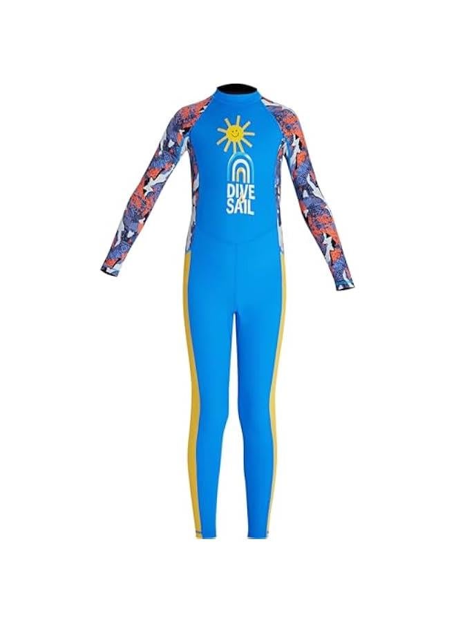 - Kids Wetsuit Full Length Swimsuit Girls Swimming Costume Boys One Piece Swimwear Bathing Suit Rash Guard Sun Protection Beachwear for Diving Snorkelling Surfing