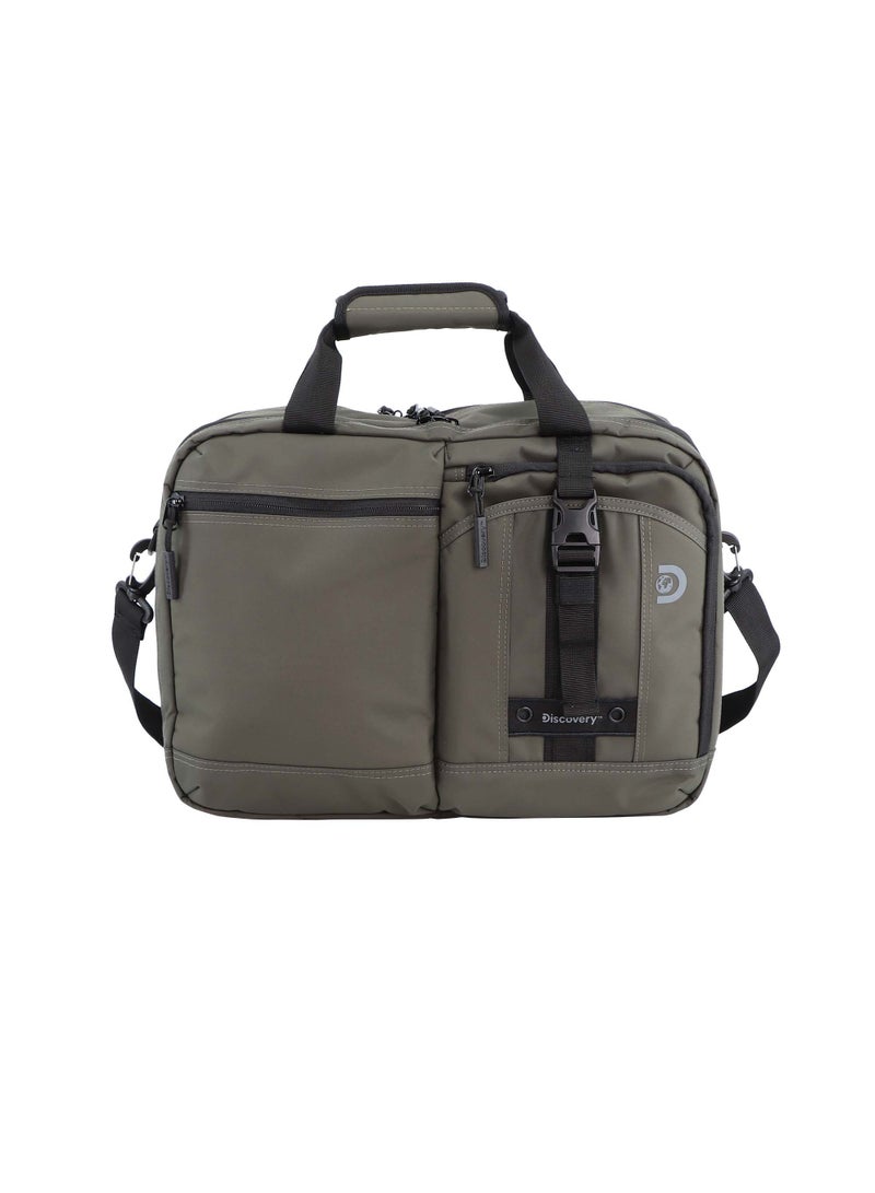 Discovery SHIELD RPET Polyester Briefcase Khaki, Durable Water Resistant Lightweight Laptop Bag, Messenger Bag For Office Business Travel College