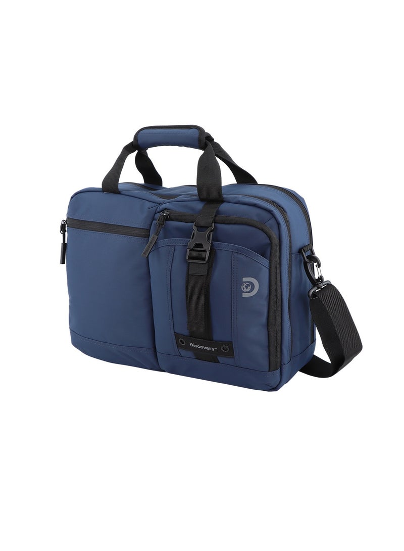 Discovery SHIELD RPET Polyester Briefcase Blue, Durable Water Resistant Lightweight Laptop Bag, Messenger Bag For Office Business Travel College