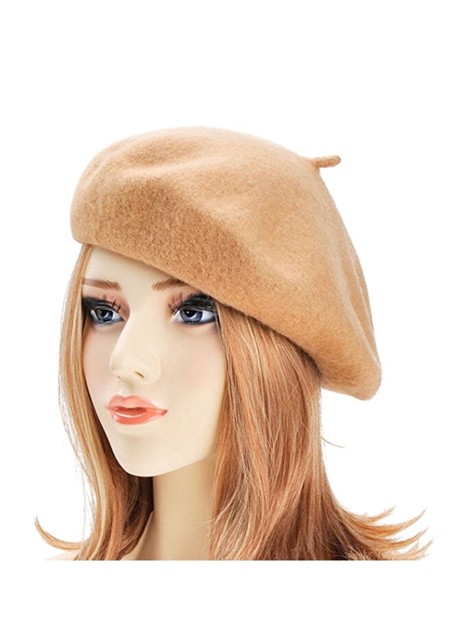 Wool Beret Hat Brown