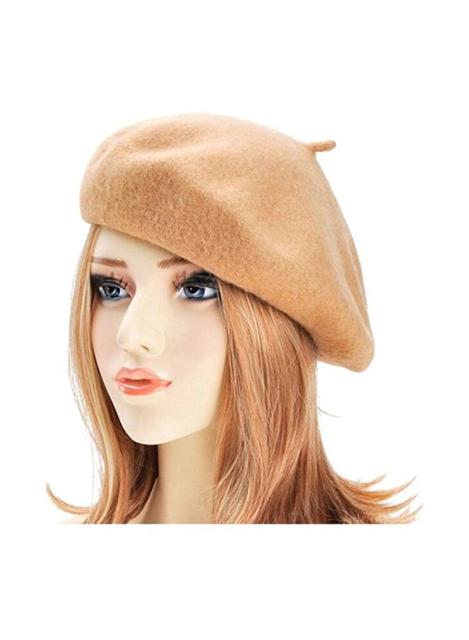 Wool Beret Hat Brown