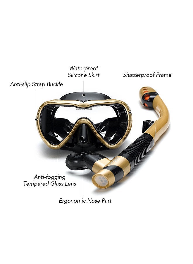 Leakproof Snorkel Set Anti-fog Swimming Snorkeling Goggles Glasses with Dry Snorkel Tube for Snorkeling Swimming Scuba Diving