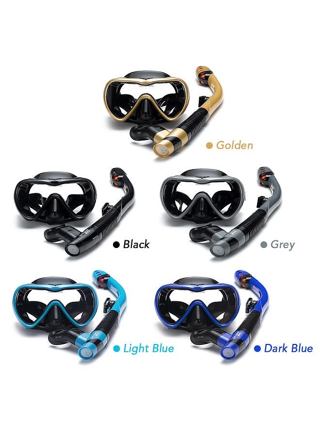 Leakproof Snorkel Set Anti-fog Swimming Snorkeling Goggles Glasses with Dry Snorkel Tube for Snorkeling Swimming Scuba Diving