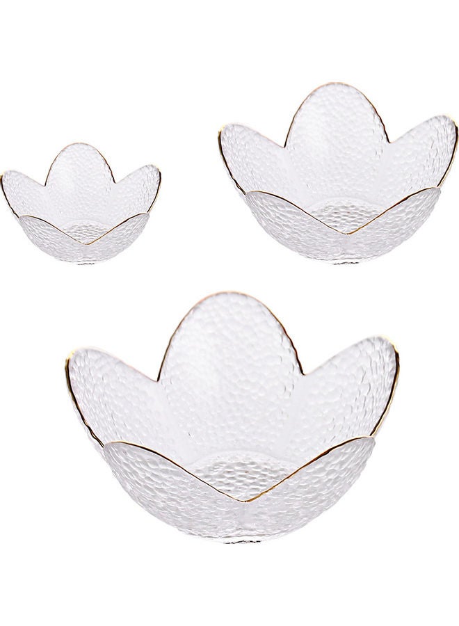 3-Piece Lotus Glass Bowls Clear 16.5x7.5x9cm