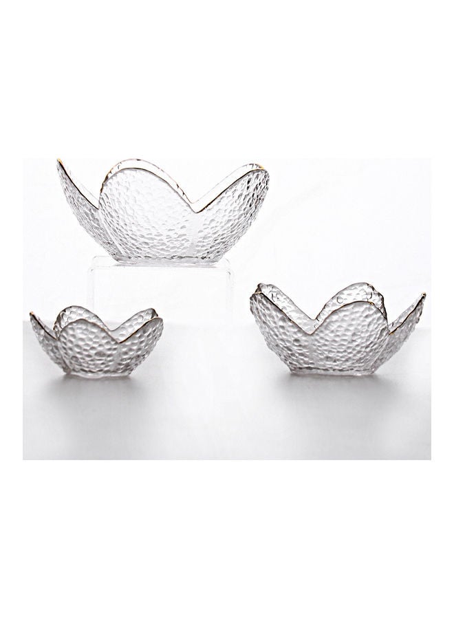 3-Piece Lotus Glass Bowls Clear 16.5x7.5x9cm