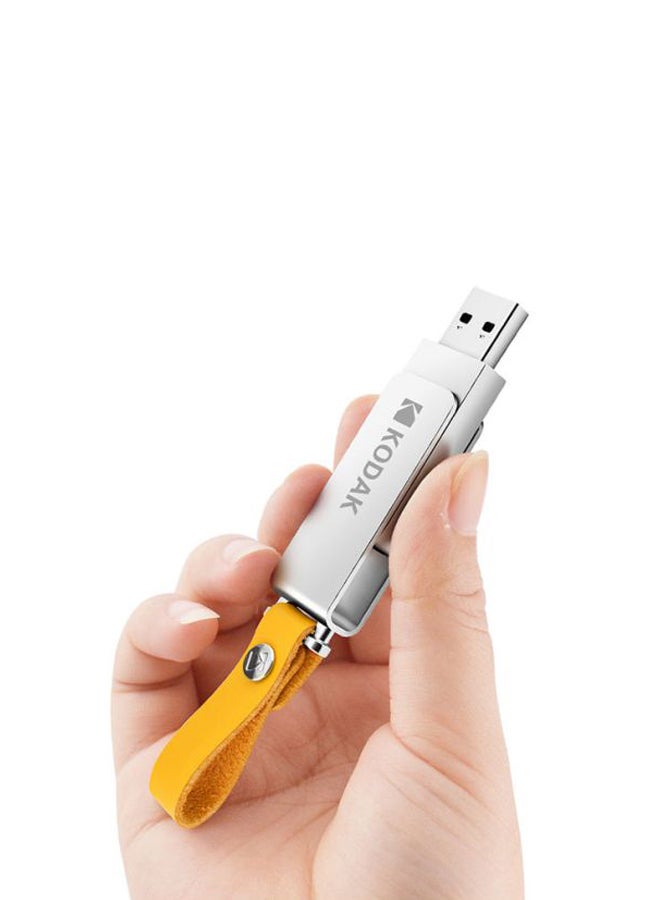 K133 128GB Metal Portable Waterproof Mini USB3.0 Flash Pen Drive With Sling C6681-128-L Silver