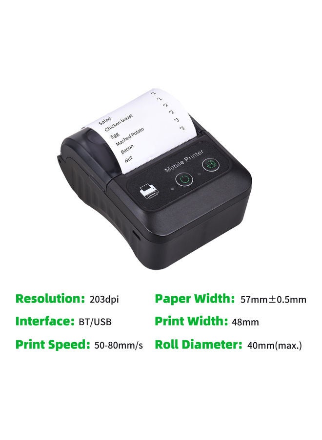 Portable Bluetooth Receipt Printer Black