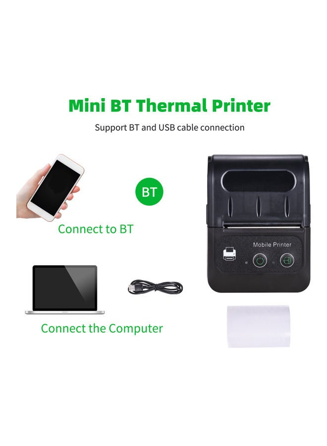 Portable Bluetooth Receipt Printer Black