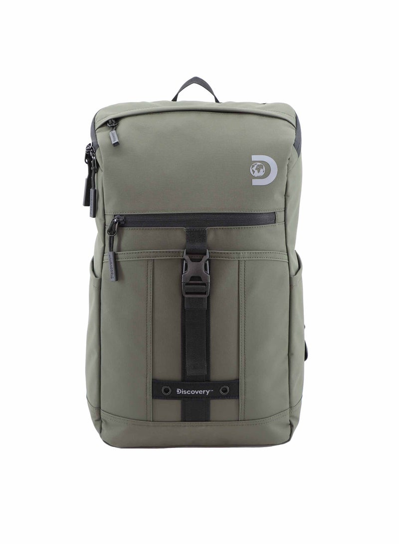 Discovery SHIELD RPET Polyester Top Zip Open Laptop Backpack Khaki with Tablet Compartment, Casual Backpack 30L Large Capacity Laptop Bag Water-Resistant,Multi-pocket School Travel Business Bag