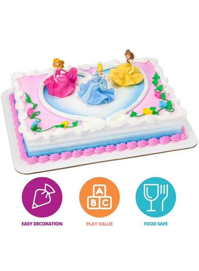 Decoset Disney Princess Once Upon A Moment Cake Topper 3-Pieces Decorations Set With Aurora Belle And Cinderella Collectible Figure For Hours Of Fun After The Party