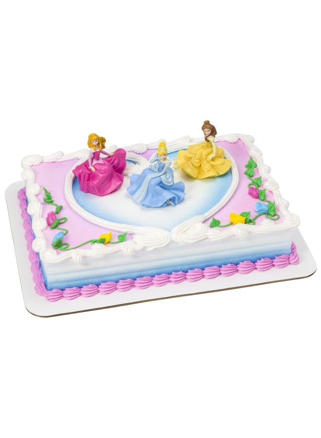 Decoset Disney Princess Once Upon A Moment Cake Topper 3-Pieces Decorations Set With Aurora Belle And Cinderella Collectible Figure For Hours Of Fun After The Party