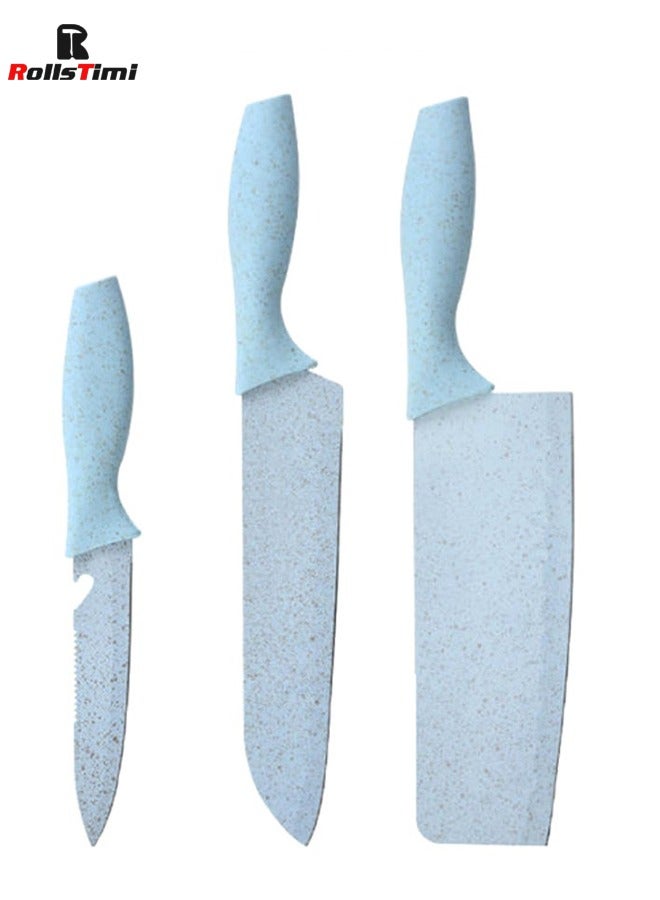 7-Piece Kitchen Knife With Cutting Board Set Blue