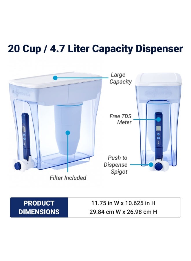 Zerowater Culligan  20-Cup Ready-Pour 5-Stage Water Filter Dispenser With 5-Stage 0 Tds Water Filter Iapmo Certified To Reduce Lead Chromium And Pfoa Pfos