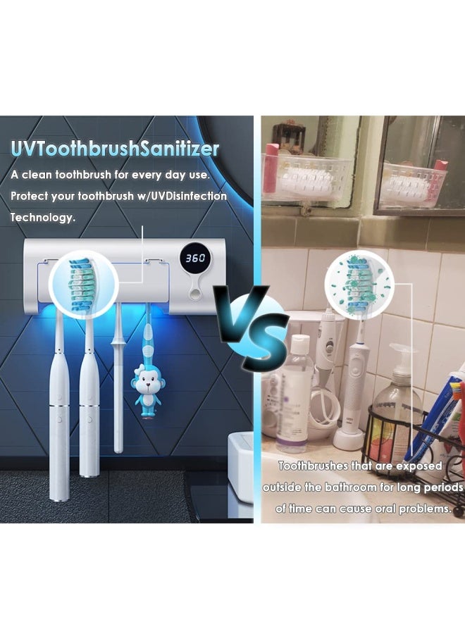 Toothbrush Sanitizer Toothbrush Sanitizer And Holder W Sterilization Function Uv Toothbrush Sanitizer For Bathroom Wireless Wall Mount Rechargeable