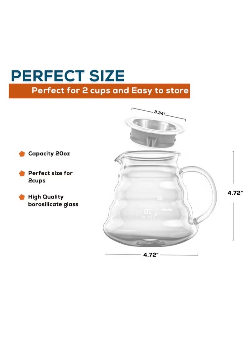 V60 Coffee Set - 12 Pieces with Portable Carry Case, Coffee Kettle with Drip Filter Coffee Share Pot, Filters, Coffee Scale, Double wall Mug, Manual Coffee Grinder