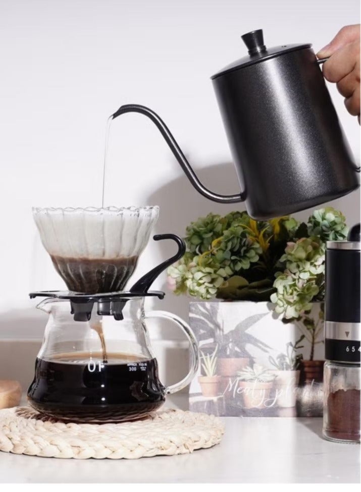 V60 Coffee Set - 9 Pieces with Portable Carry Case, Coffee Kettle with Drip Filter Coffee Share Pot, Filters, Coffee Scale, Double wall Mug, Manual Coffee Grinder