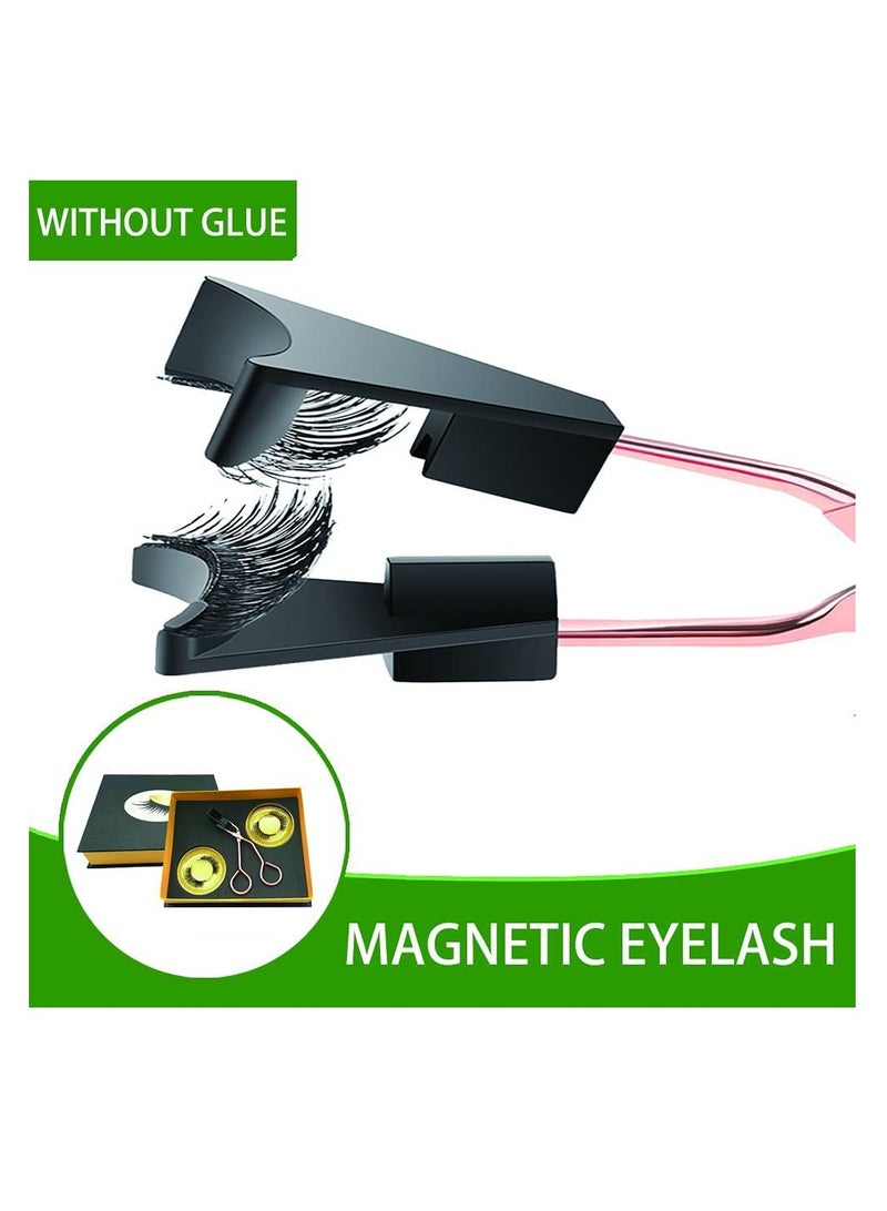 Magnetic Eyelashes Applicator Tool Kit, False Eyelashes without Eyeliner, Magnetic Eyelashes no Glue Needed,Eyelashes Set with 2 Pairs Magnetic False Eyelashes