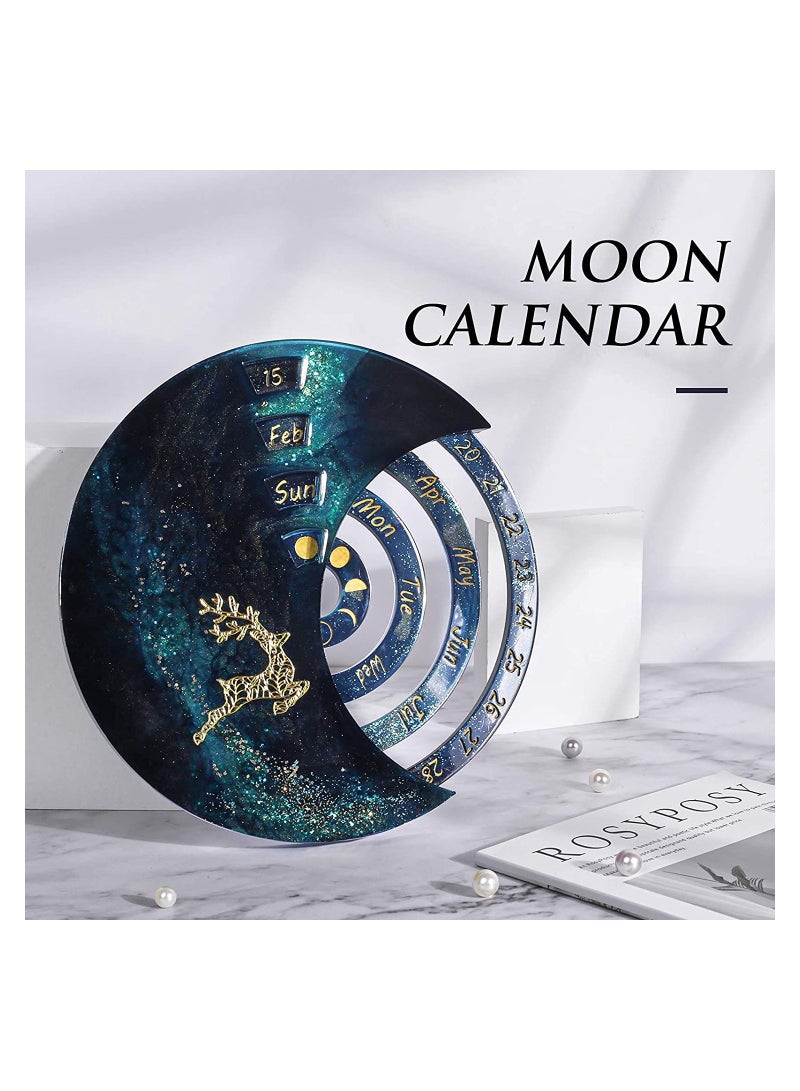 3Pcs Moon Perpetual Calendar Resin Molds Moon Calendar Epoxy Molds for DIY Resin Crafts Home Wall Decoration