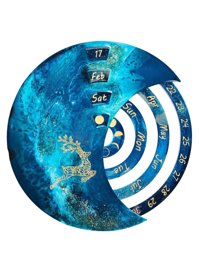 3Pcs Moon Perpetual Calendar Resin Molds Moon Calendar Epoxy Molds for DIY Resin Crafts Home Wall Decoration