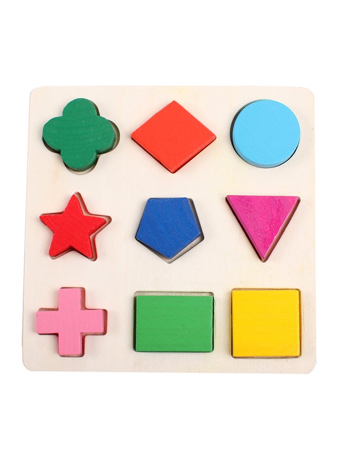 Wooden Geometric Shape Recognition Pegged Puzzle