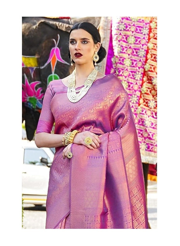 Womens kanjivaram banarasi silk saree (Dark Wine)