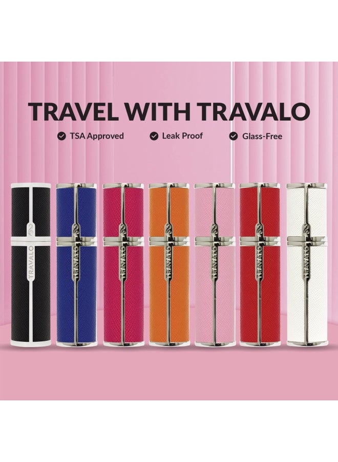 Milano Perfume Atomizer Travel Refill U Change System Tsa Approved Reusable Airtight Easy Fill Mini Pump Sprayer Lightweight Portable Vegan Leather W Polished Metal Outer Shell Hot Pink 0.17Oz