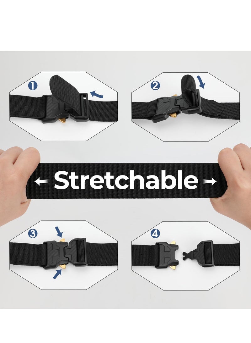 Durable Adjustable Nylon Tactical Belt for Men - Quick Release, No Metal Buckle, Ideal for Work & Travel