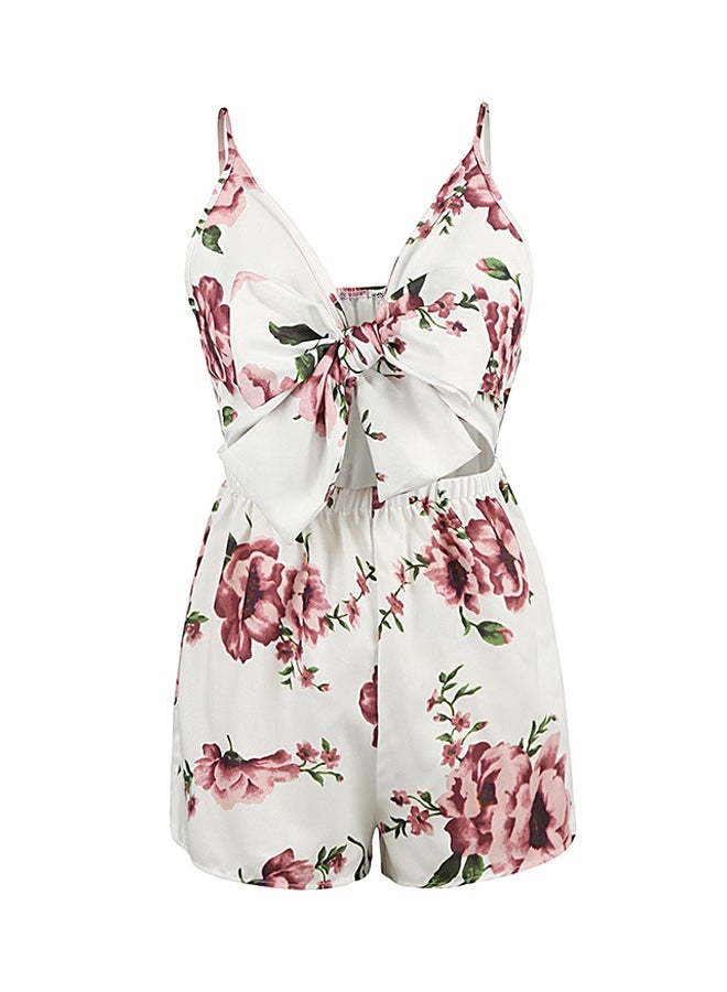 Floral Printed Playsuit White